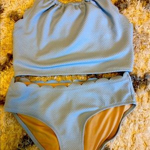 Two Piece Light Blue Bathing Suit (Mermaid Edges)